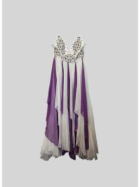 Purple & White Beaded Formal Gown